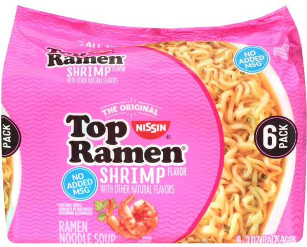 Top Ramen Shrimp Flavor Ramen Noodle Soup 6 x 3 oz